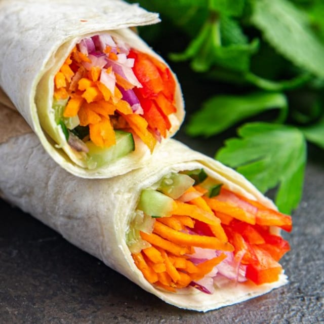 Seasoned Sauteed Veggies Burritos.