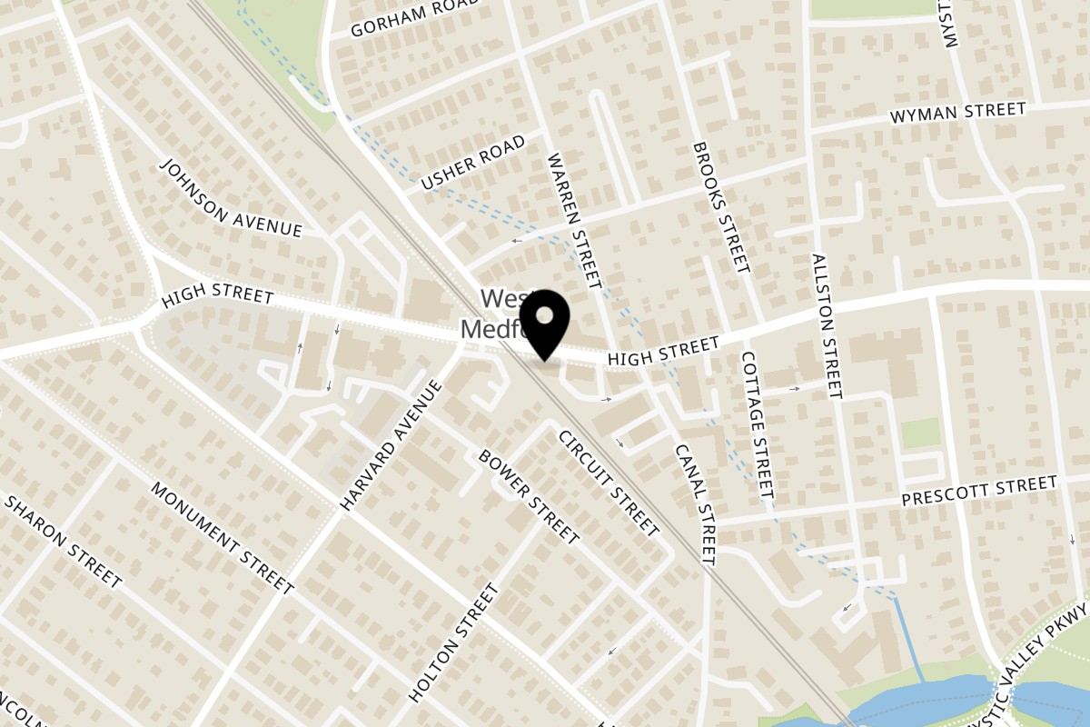 Map showing the location of El Vaquero Mexican Taqueria on 478 High St in Medford